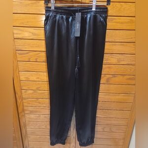 Women's Black Satin Feel Pants